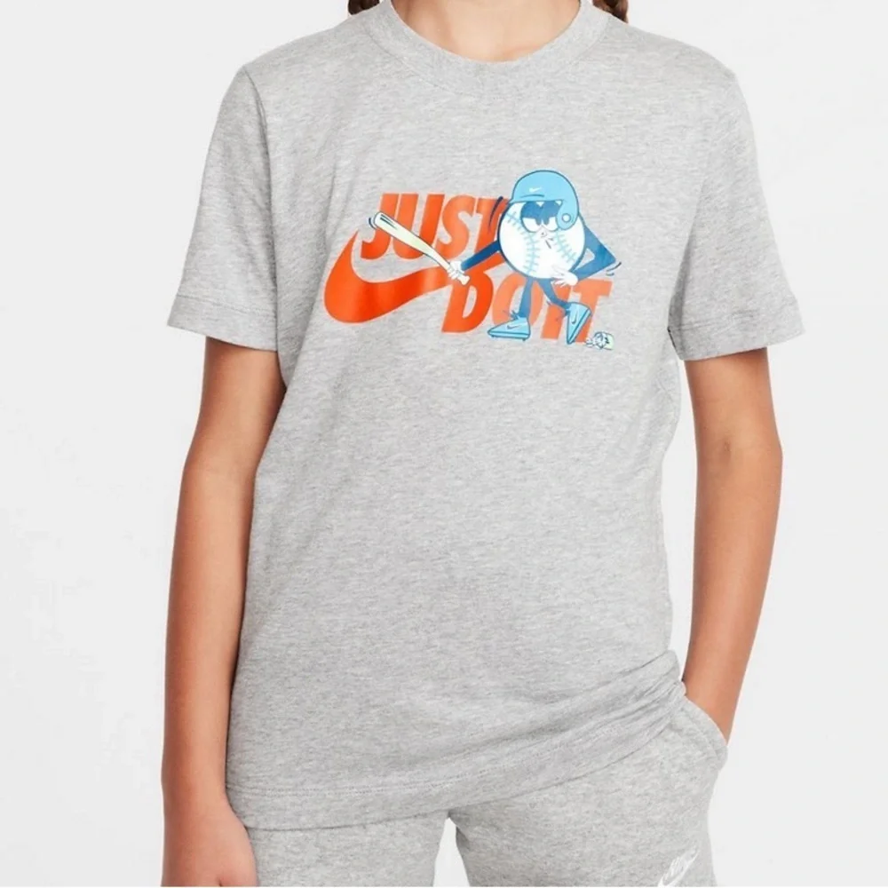 Nike Heather Gray Short Sleeve Tee with Orange Swoosh